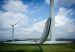 Ungewöhnliche Perspektive eines Windkraftrades