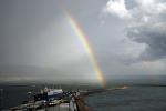 Hafen im Regen